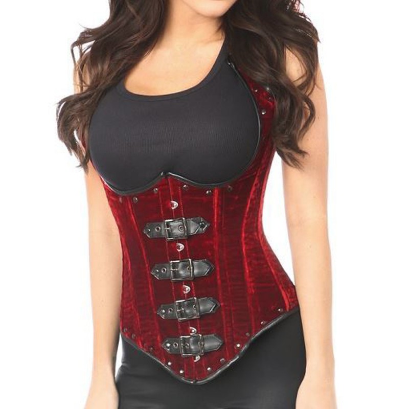 Women Gothic Victorian Underbust Corset Steel Boned Corset